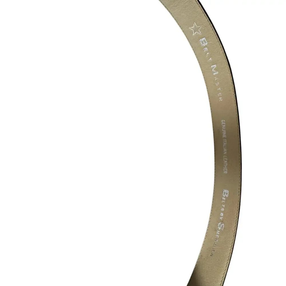 Belts By Sherman Italian Leather Belt Mens Black Woven Chevron Brass Buckle